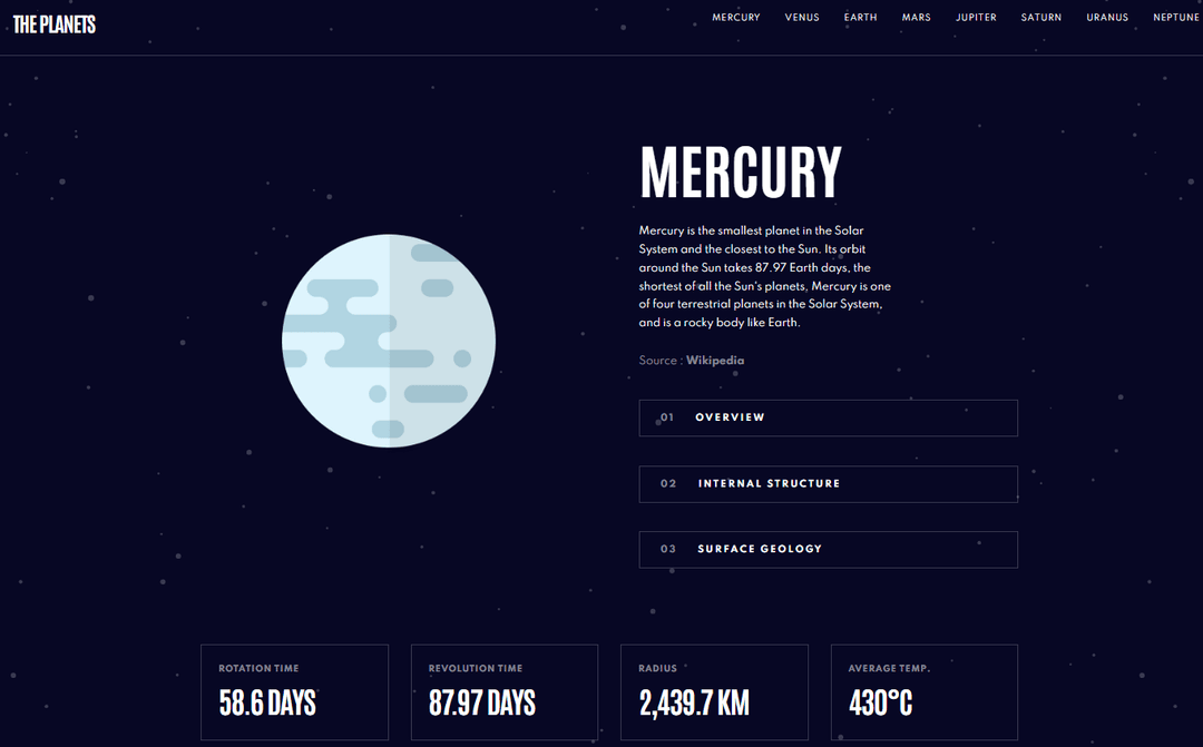 Planet Fact Site